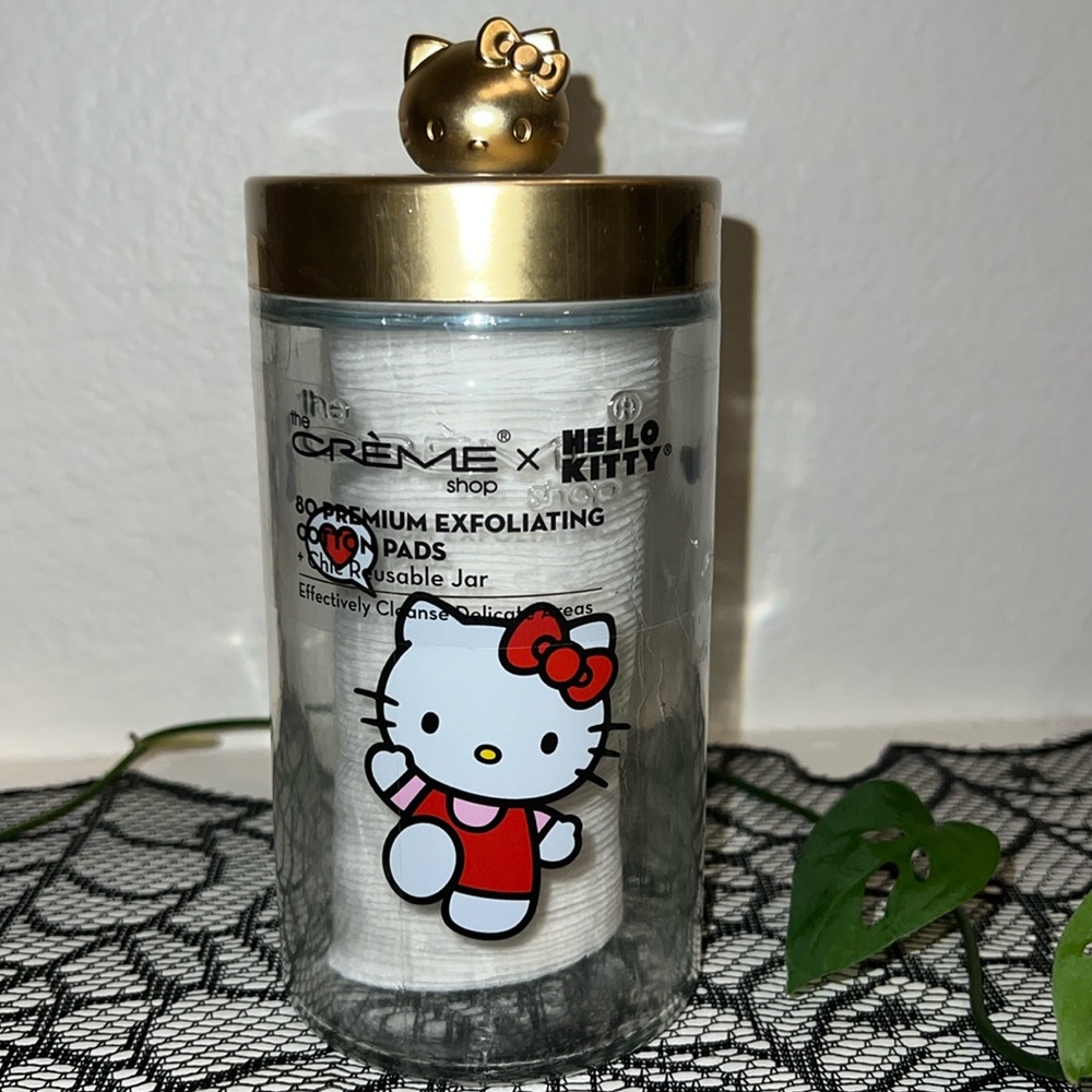 Hello Kitty gold cotton pads jar ❤️